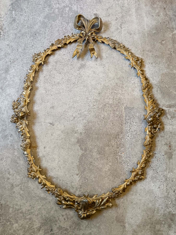 Fine Antique French Louis XVI Gilt Bronze Oval Wall Mirror, c.1880(2).jpg